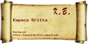 Kepecs Britta névjegykártya